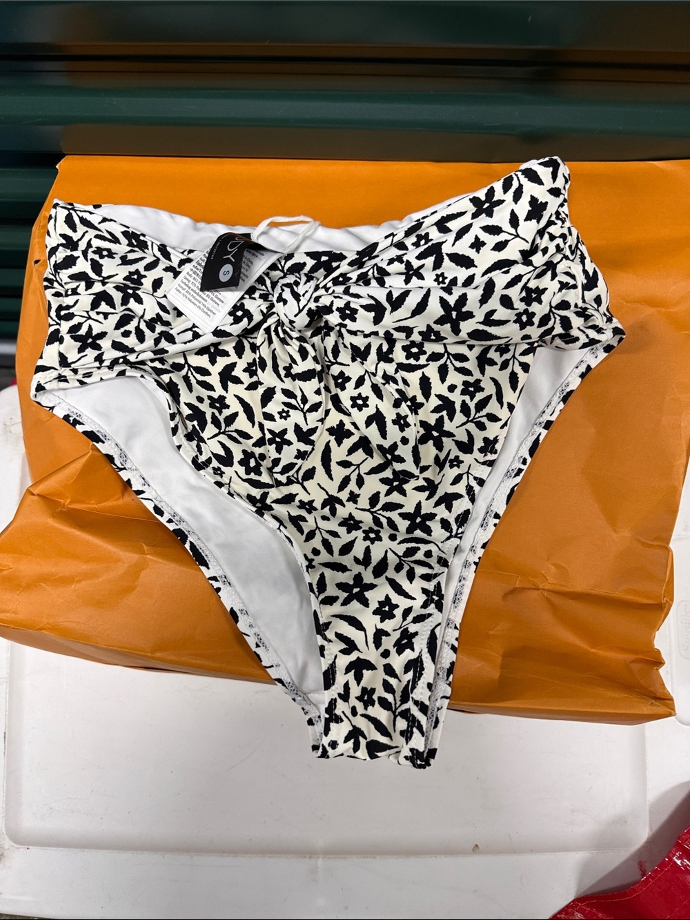 Cotton On Black & White Floral High-Waist Bikini Bottom